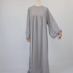 Abaya en Soie De Médine Assma - Gris clair